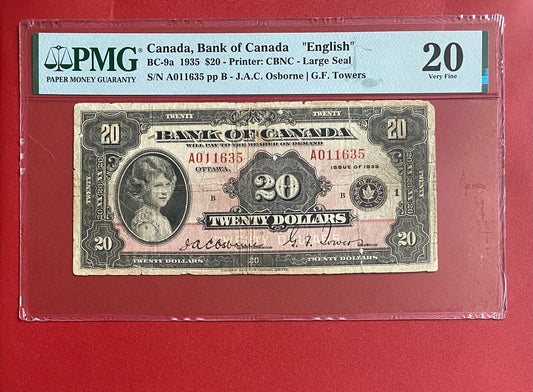 1935 BANK OF CANADA $20 LARGE SEALNOTE PMG GRADED VF-20: TEAR