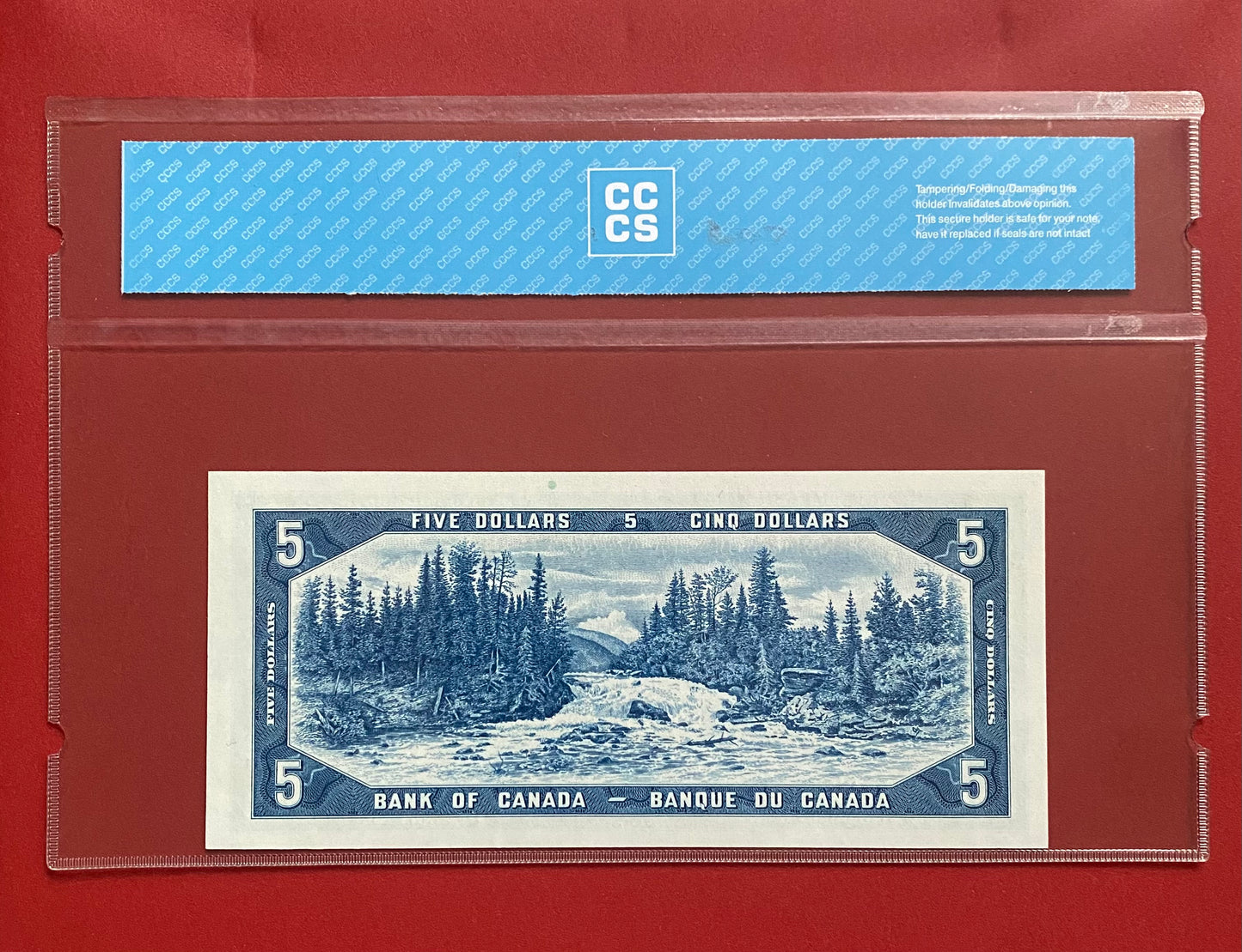 1954 CANADA $5 NOTE CCCS GRADED GEM UNC-65