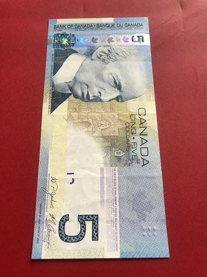 0-2-2-0-2-2-0 CANADA 2006 $5 TWO DIGIT RADAR NOTE: LIGHTLY CIRCULATED