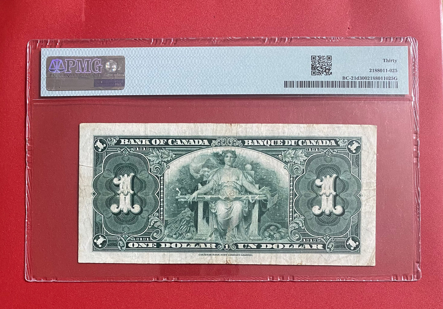 1937 CANADA $1 "TWO DIGIT RADAR + REPEATER" NOTE #9994999: PMG GRADED VF-30
