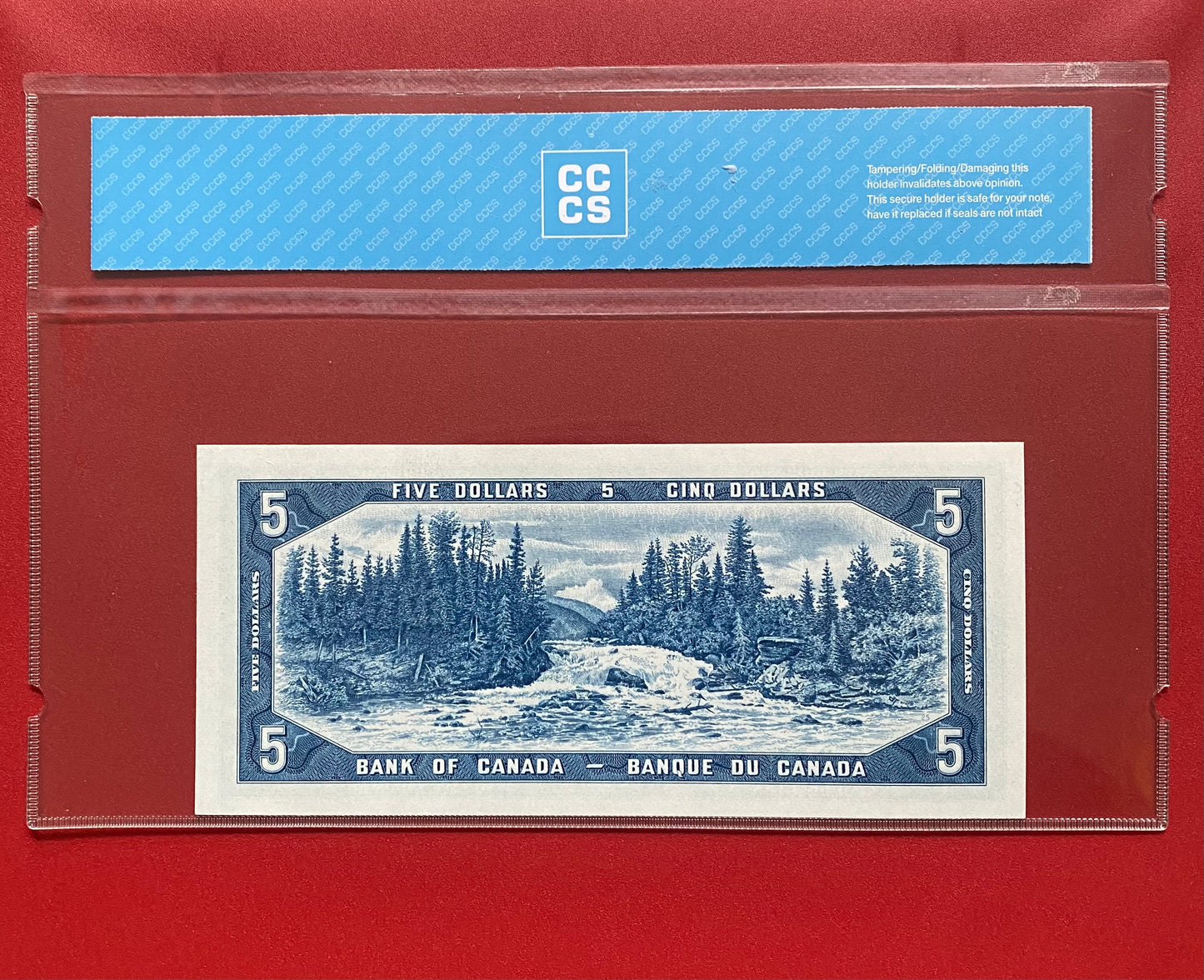 1954 CANADA $5 NOTE CCCS GRADED GEM UNC-65