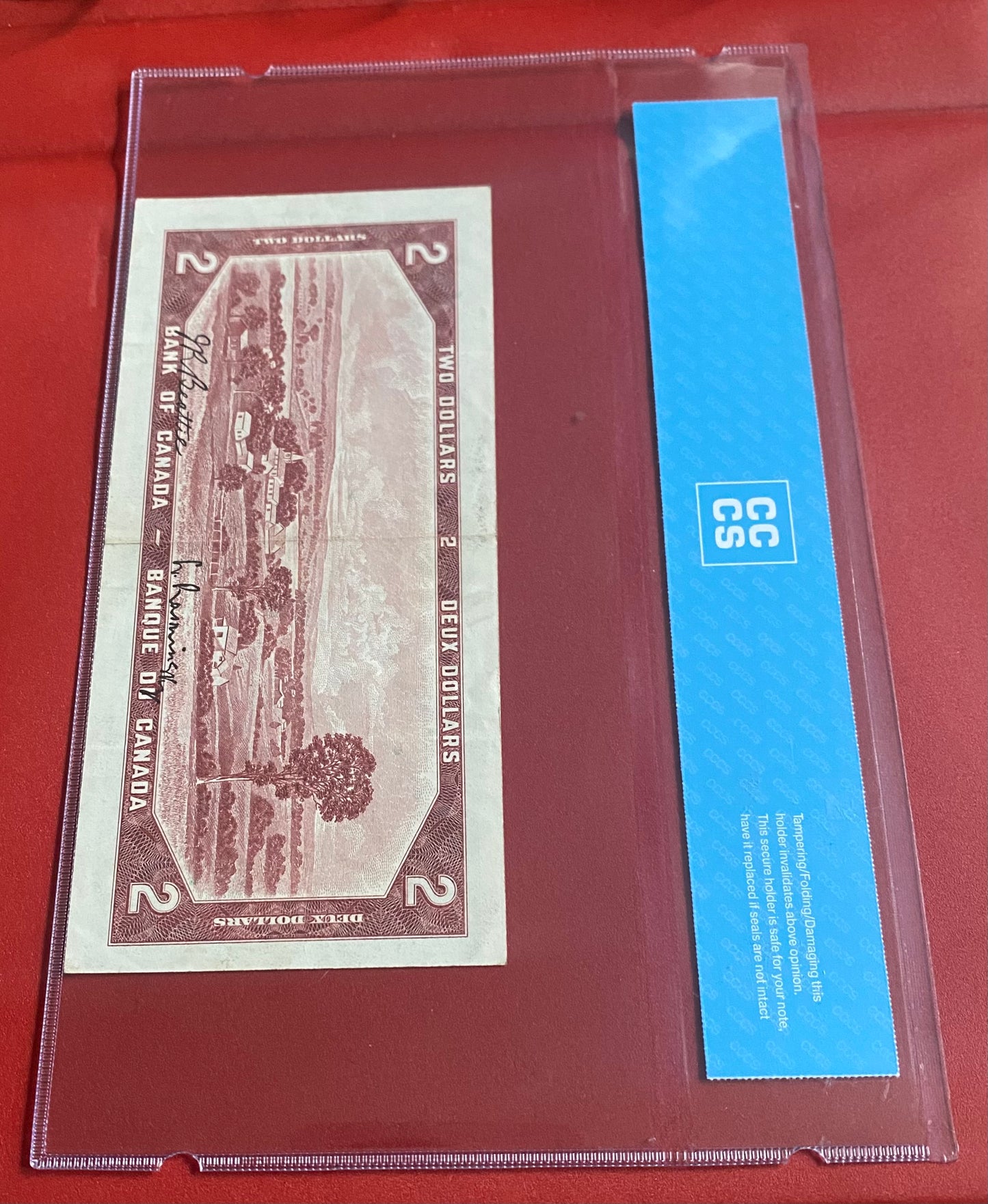 1954 BANK OF CANADA $2 “OFFSET SIGNATURES” NOTE CCCS GRADED VF-35 #0797497