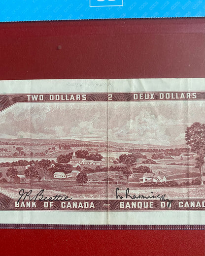 1954 BANK OF CANADA $2 “OFFSET SIGNATURES” NOTE CCCS GRADED VF-35 #0797497