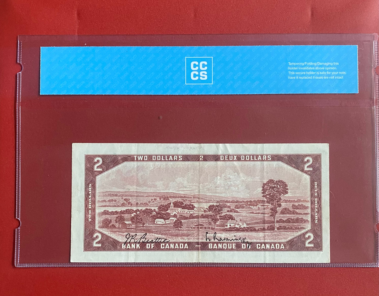 1954 BANK OF CANADA $2 “OFFSET SIGNATURES” NOTE CCCS GRADED VF-35 #0797497
