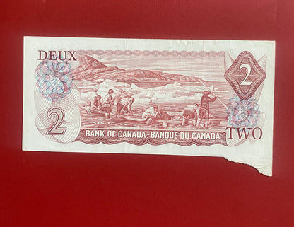 1974 BANK OF CANADA $2 "CUTTING ERROR" NOTE