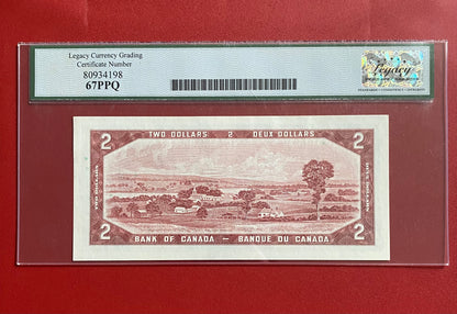 1954 CANADA $2 MODIFIED PORTRAIT NOTE: LEGACY GRADED SUPERB GEM UNC-67