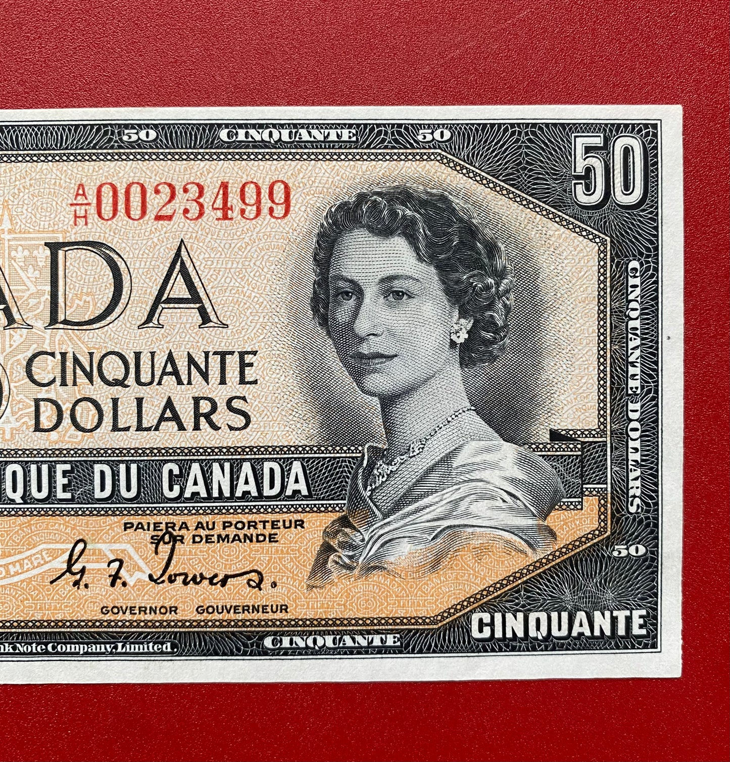1954 BANK OF CANADA $50 DEVILS FACE NOTE: UNGRADED AU+