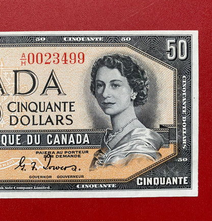 1954 BANK OF CANADA $50 DEVILS FACE NOTE: UNGRADED AU+