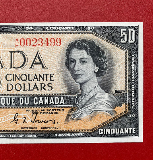 1954 BANK OF CANADA $50 DEVILS FACE NOTE: UNGRADED AU+