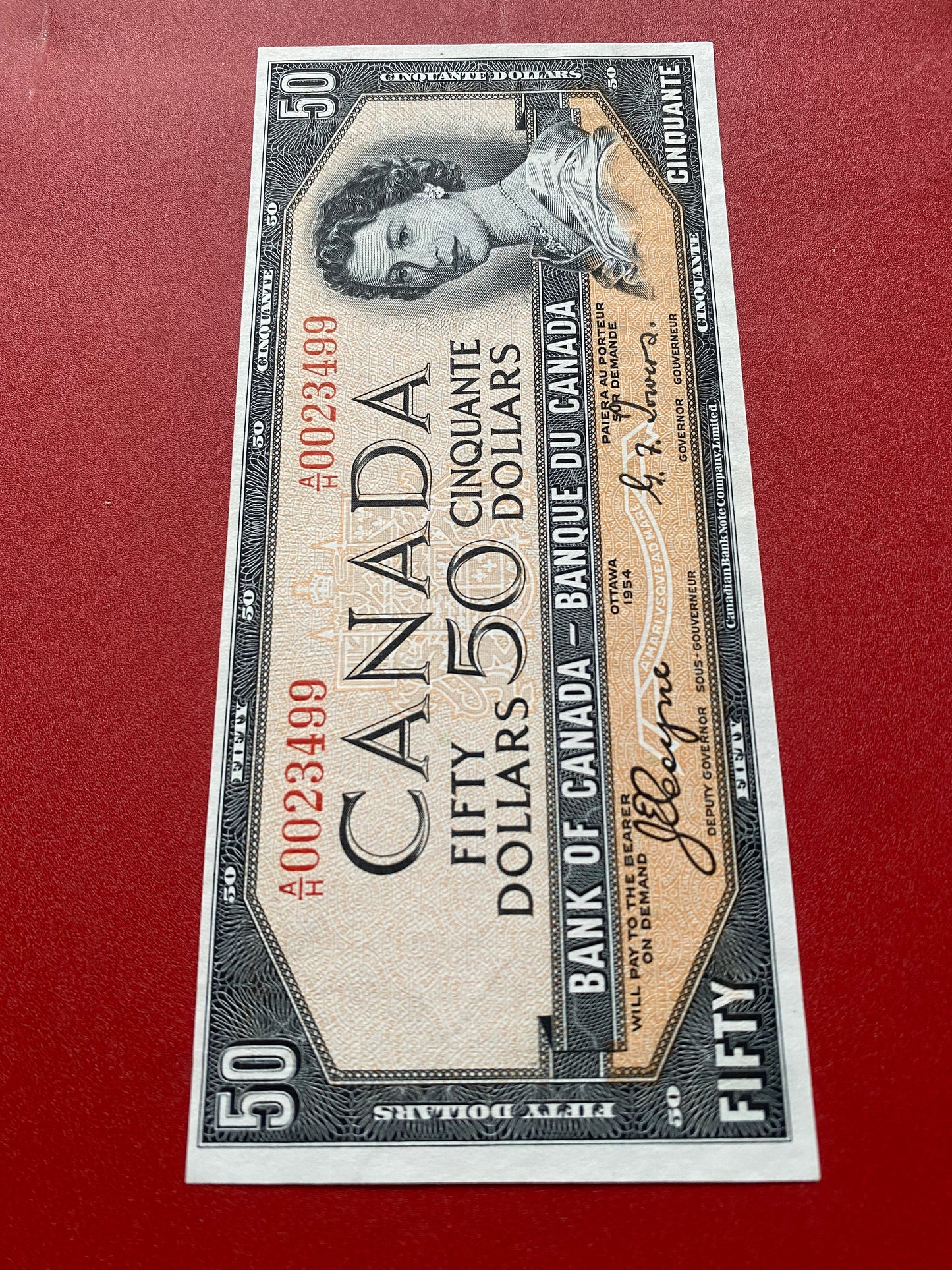 1954 BANK OF CANADA $50 DEVILS FACE NOTE: UNGRADED AU+