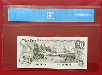 RARE RADAR NOTE 1979 CANADA $20 NOTE CCCS GRADED GEM UNC-65 #0993990