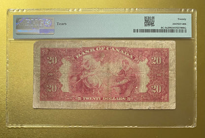 1935 BANK OF CANADA $20 LARGE SEALNOTE PMG GRADED VF-20: TEAR