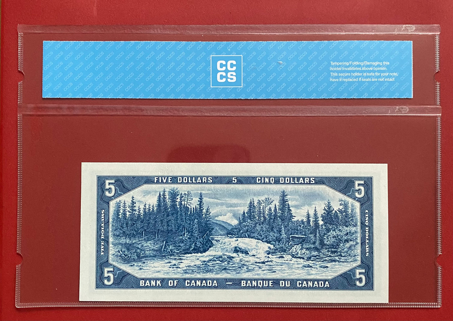 1954 CANADA $5 NOTE CCCS GRADED GEM UNC-65